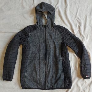 Tommy Hilfiger Men's Small Gray Quilted Hooded Jacket Hoodie Performance